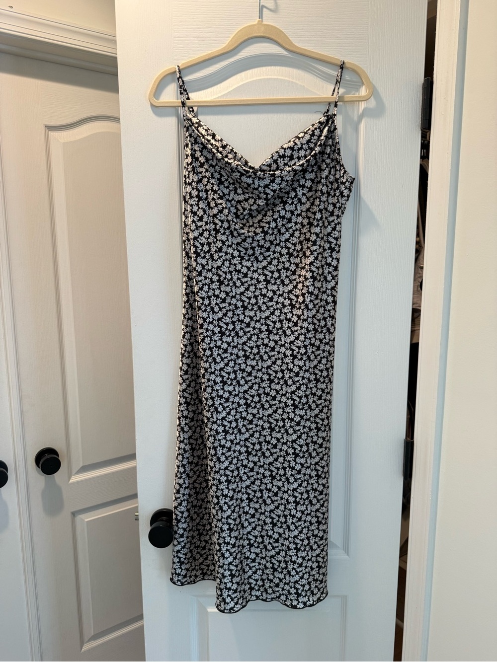 bebe Black and White Floral Slip Dress